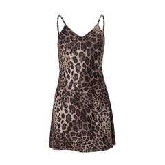 Hnewly Leopard Print Y2K Off Shoulder Women Mini Dresses Y2K Spaghetti Strap Bodycon Dress Vintage Streetwear Spring Vestidos