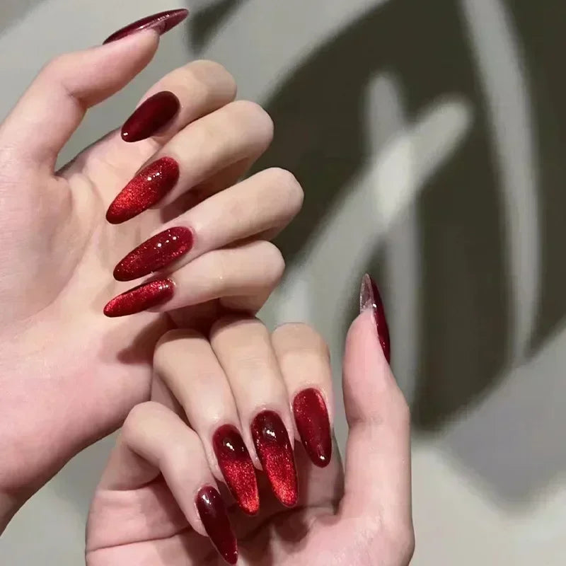 Hnewly 24pcs/Box Long Coffin False Nails Art Rose with Glue Wearable Nude Pink White Color Jelly Nails Tips Full Cover Press On Nails