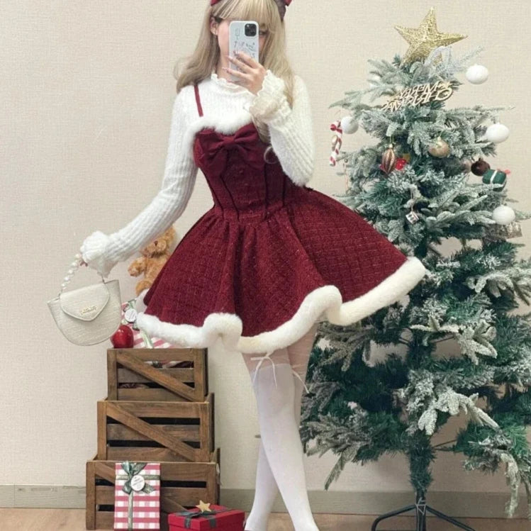 Hnewly Christmas Outfits Sweet Lolita Style Dress Sets Women Elegant B hnewly Hnewly Christmas Outfits Sweet Lolita Style Dress Sets Women Elegant B hnewly