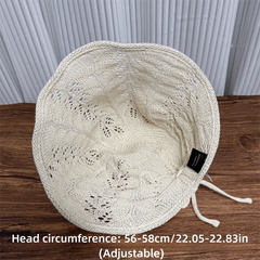Hnewly  Fashion Hollow Out Crochet Bucket Hat Solid Color Sun Protection Basin Cap Soft Adjustable Knitted Fisherman Hat
