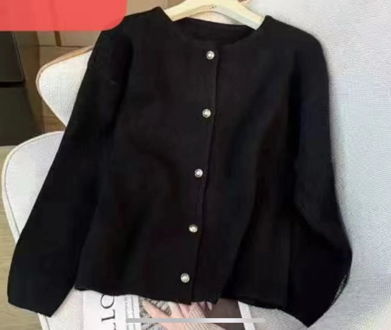 Hnewly  Women Sweater Cardigan Polished Gold Button Up Soft Knitted Long Sleeve Sweater Jacket Top Fall Winter Korean Ladies Chic Outfit