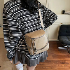 Hnewly  High-End Minimalist Diaper Bag, Trendy Letter Logo Leather Backpack, Elegant Large Capacity Business Shopper