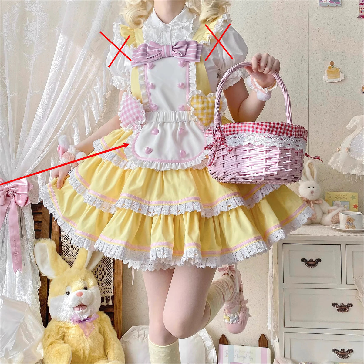 Hnewly  Lolita Dress for Women New Summer Dress Sweet Girls Cute Bow Apron Suspender Dress Jsk Clothes Princess Birthday Party Vestidos