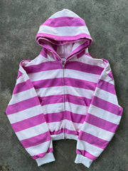 Hnewly  2000s Punk Hip Hop Rock High Street Men Hooded Stripes Pattern Print Fashion Versatile Casual Autumn Winter Coat emo Sweatshirts