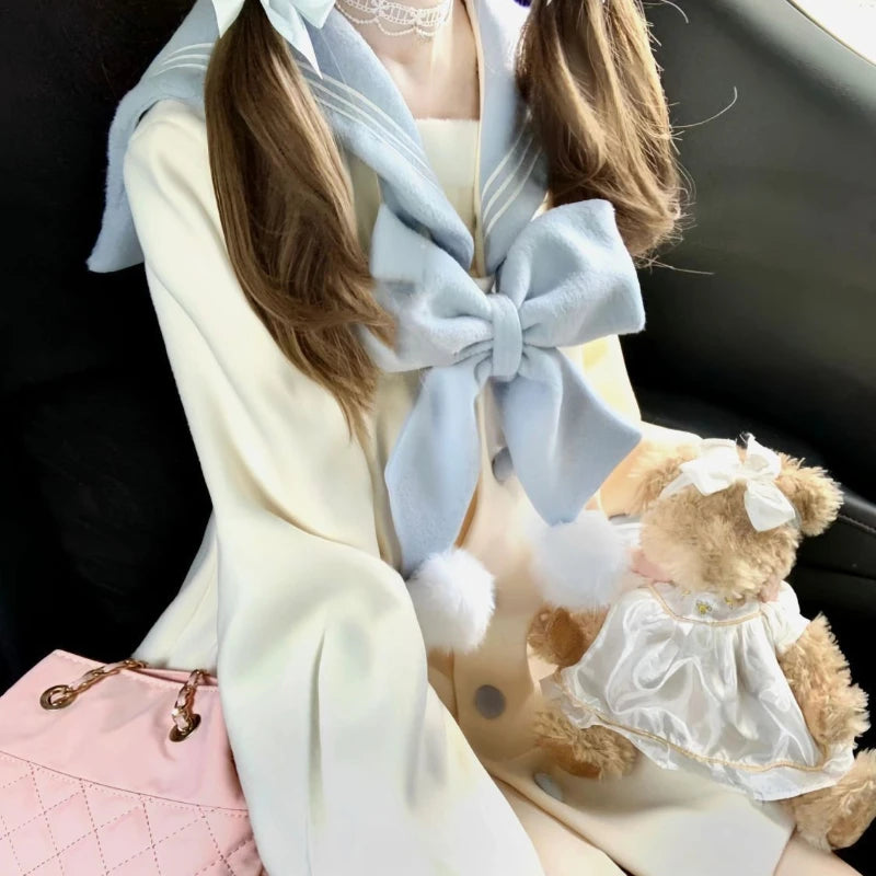 Hnewly cute winter outfits Sweet Japanese Kawaii Short Overcoats Women Lolita Thin Jacket Female 2000s Vintage Clothing Street Wear Dress Coats Y2k Autumn