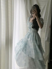 Hnewly  Irregular Chiffon Summer New Style Slim Floral Dress