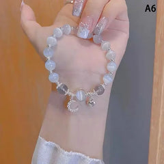 Hnewly Original Opal Sea Blue Treasure Moonlight Crystal Bracelet Light Luxury Elastic Bracelet For Girls Women Jewelry Accessories