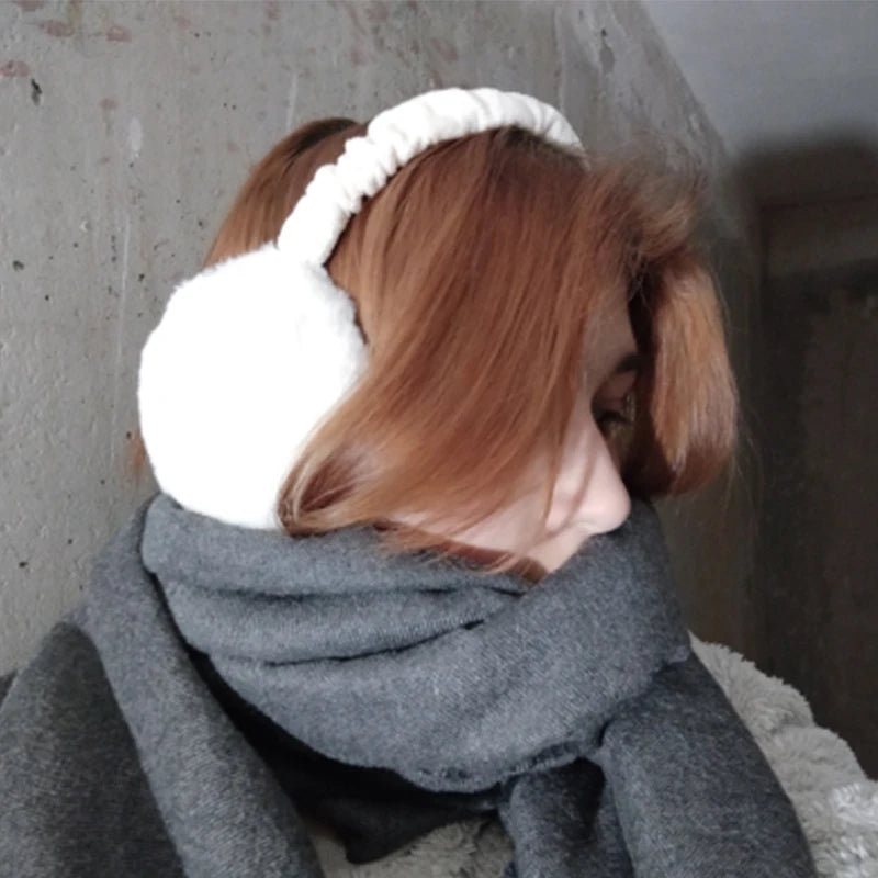 Hnewly Soft Plush Ear Warmer Winter Warm for Women Men Fashion Solid Color Earflap Outdoor Cold Protection EarMuffs Ear Cover