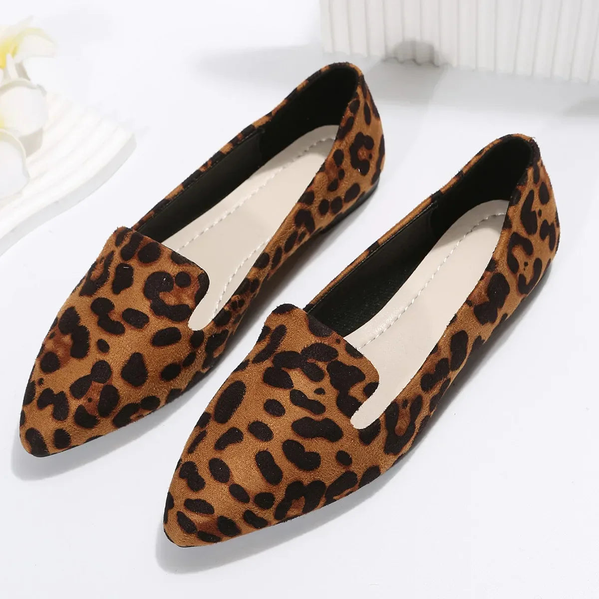 Hnewly Loafers Flats Leopard Pointed Toe Casual Women Shoes New Comfortable Walking Mujer Zapatos:Wear-resisting