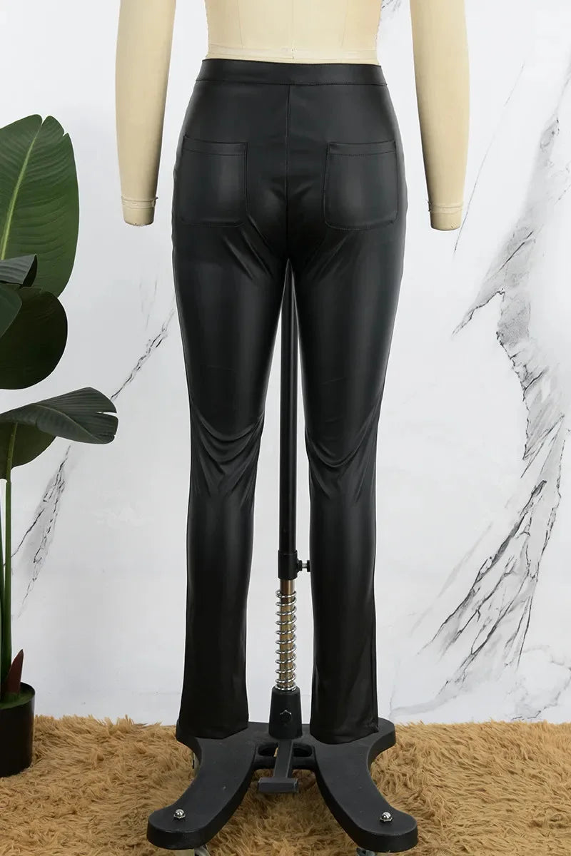 Hnewly leather pants outfits winter Women's High Waist Elastic Sexy Slim Pu Leather Pants,Europe and The United States Spice Girl Small Feet Pants,Autumn and Winter