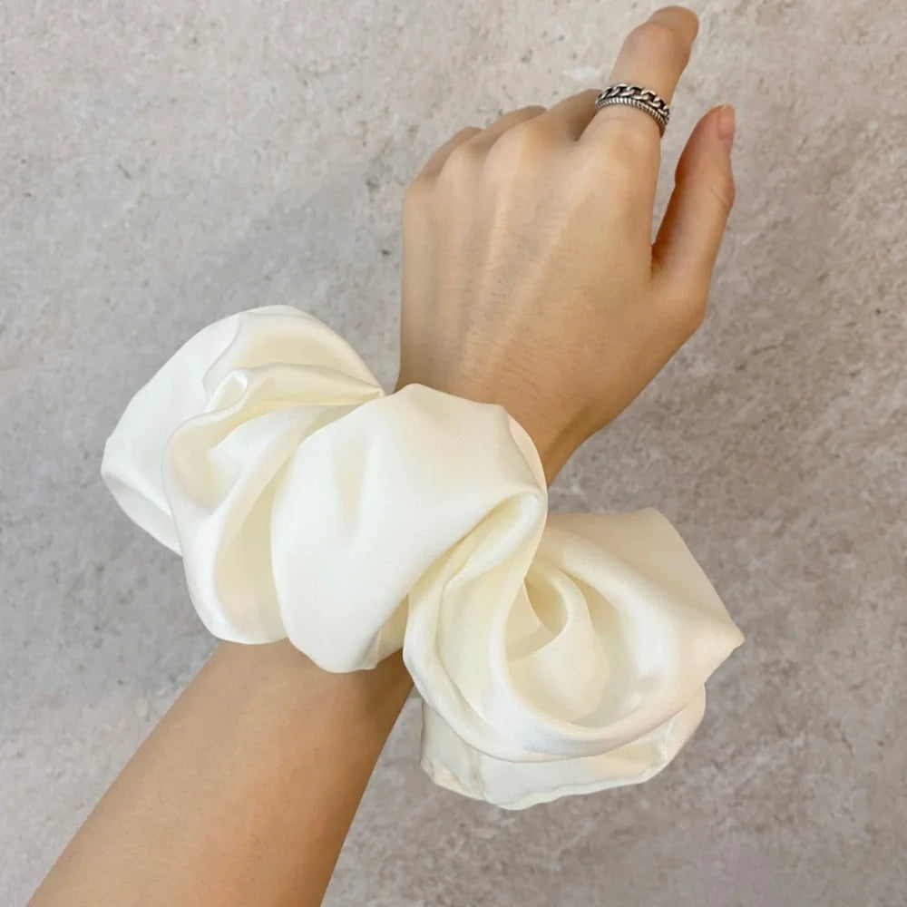 Oversized Silk Scrunchies for Women Korean Chiffon Elastic Hair Ties Ponytail Holder Headwear Chouchou Cheveux Femme