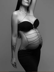 Hnewly  Maternity Dress Photoshoot Sexy Black Strapless Bodycon Gown Pregnancy Photography Prop Elegant Studio Photo Shoot Outfit