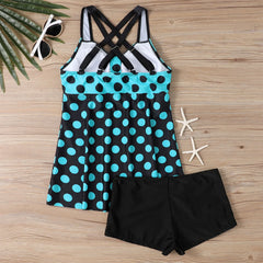 Hnewly  Ladies' FashionFresh Printed  Bikini Set Conservative Breathable V-neck Sling Split Bikini Loose Two Piece Shorts Swimsuit