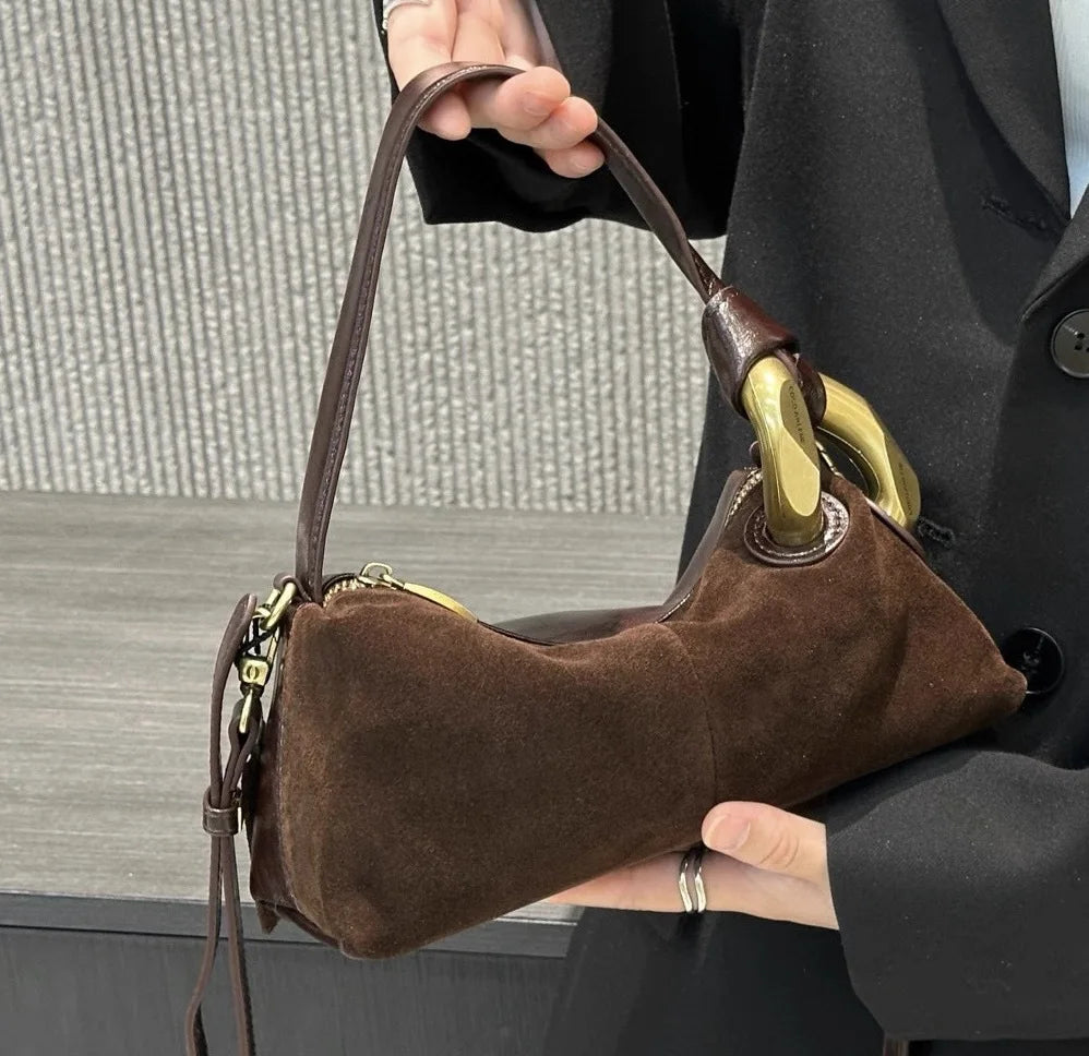 Hnewly  Fashion Shoulder Bag for Women Frosted Leather Boston Pillow Bag Versatile Casual Soft Leather Crossbody Handbag