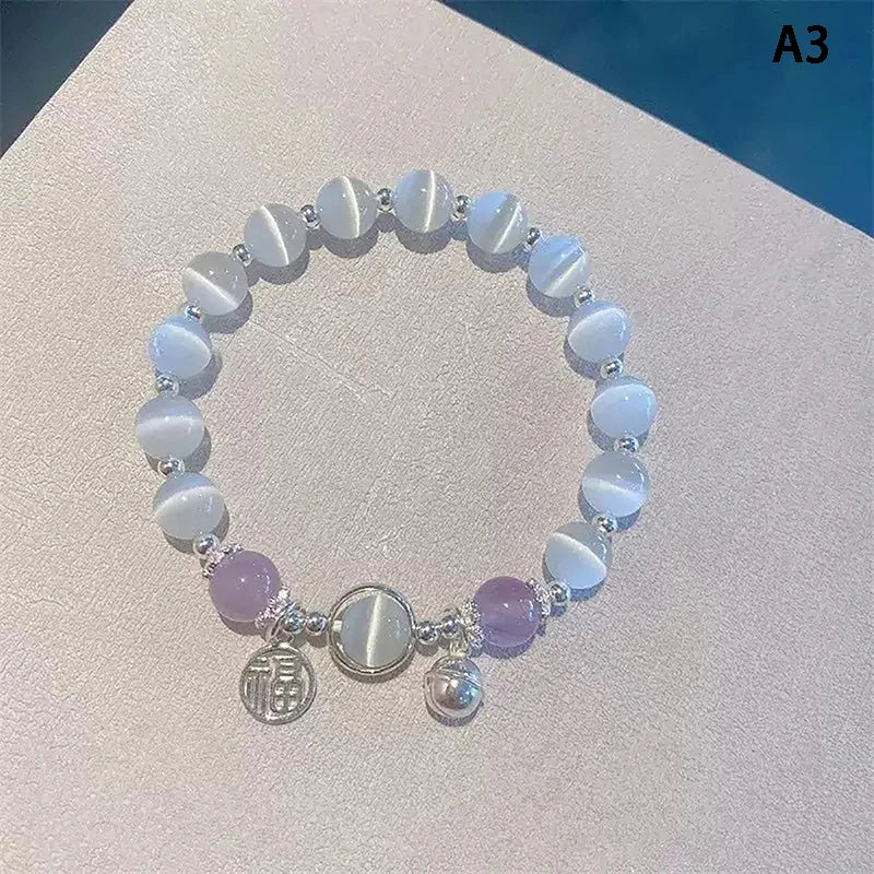 Hnewly Original Opal Sea Blue Treasure Moonlight Crystal Bracelet Light Luxury Elastic Bracelet For Girls Women Jewelry Accessories