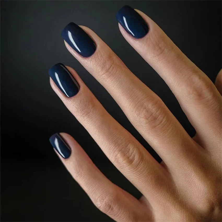 Hnewly 24pcs Artificial Nail Art Fake Nails Full Coverage Removable Ballet Short Press On Nails tips Chips Waterproof Solid Colour set