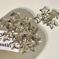 Hnewly 10/25/50/100/200pcs Sliver Y2K Star BB Hair Clips for Girl Metal Snap Hairpins Barrettes Women Filigree Styling Hair Accessorie