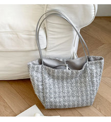 Hnewly  Women Bag Ladies Leisure Solid Color Totes Bag Large Capacity Sequins Handbag Luxury Sparkling Bucket Bag Women's Shoulder Bags
