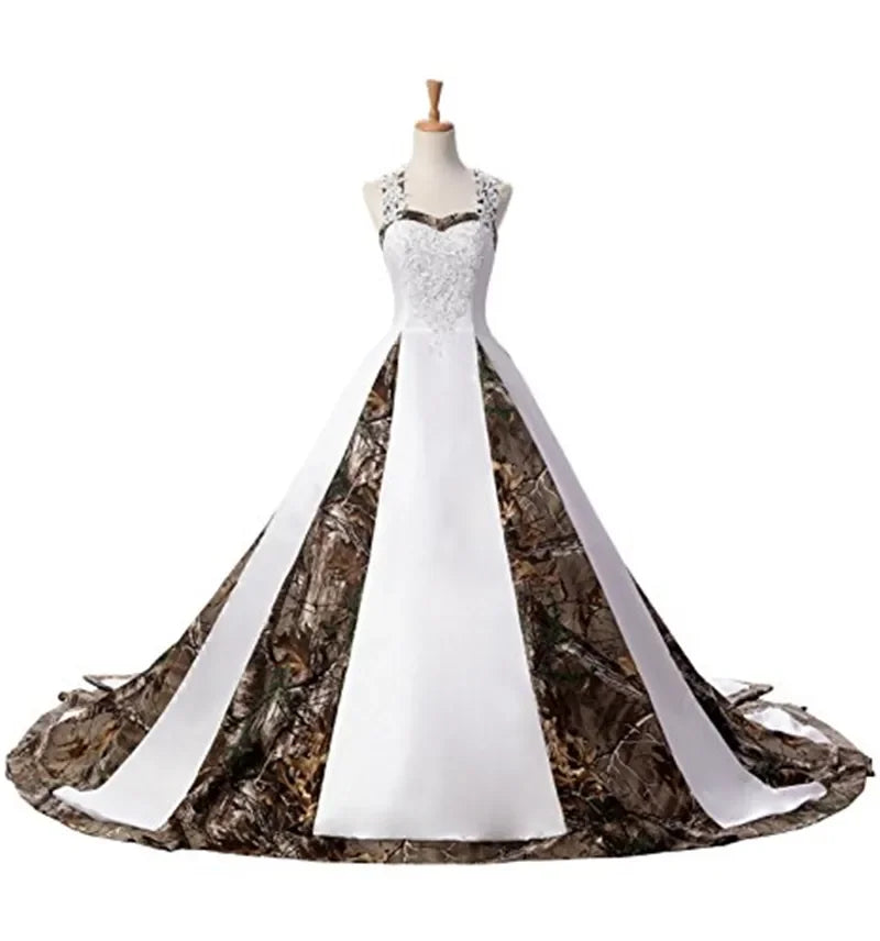 Lunivop  Newest A-Line Sweetheart Camo Satin Wedding Dresses Gown Lace Up Plus Size Wedding Party Bridal Gowns