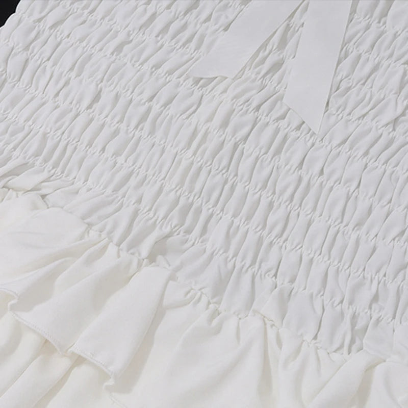 Hnewly y2k Dress Women Fairycore Clothes Sweetheart Neck Sleeveless Tiered Ruffle Hem Shirred Cami Dress Evening Party Dresses