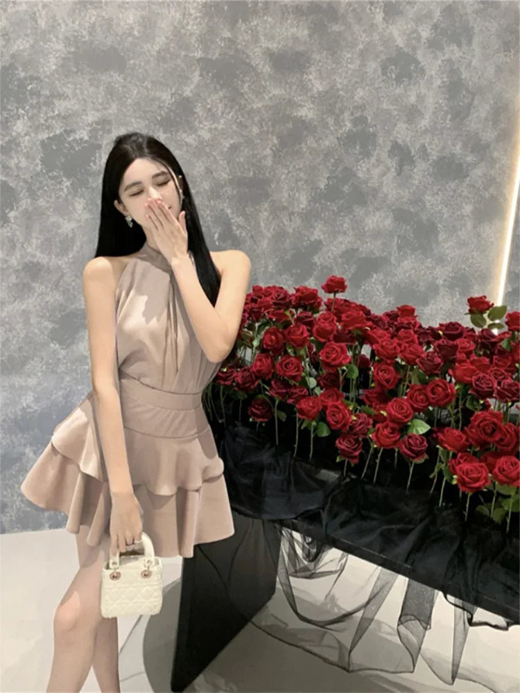 Hnewly Two Piece Set Women Y2k Crop Tank Tops Loose Solid Fashion Camis Sleeveless Blouse High Waist Skirts Elegant Suits Ladies Korean