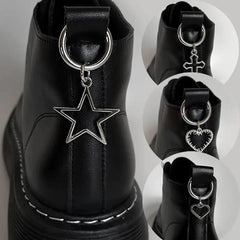 Hnewly  2Pcs New Shoes Accessories Shoes Buckles Shoes Decoration Party Jewelry Boots Snap Hook Metal Punk Big Stars Hearts Pendant