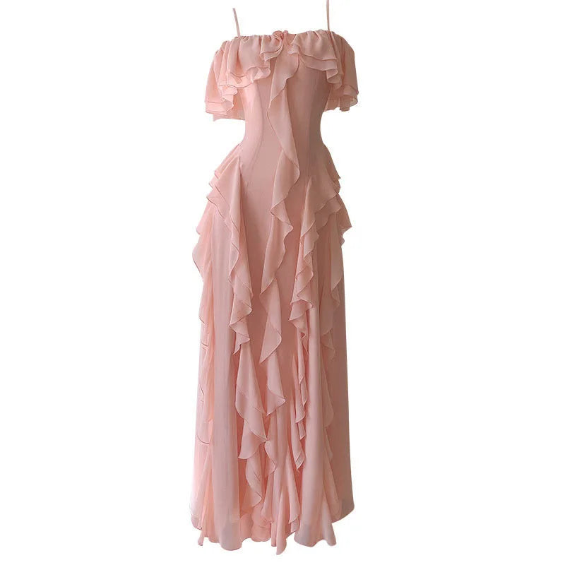 Hnewly Fashion Women Dress Short Sleeve Slash Neck Solid Color Female Summer Evening Party Dresses New Tide