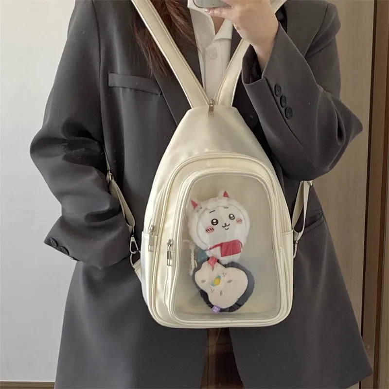 Hnewly  Anime Ita Bag Fits 20cm Doll Women Leather Spacious Backpack Ladies Multifunctional Transparent Crossbody Purse New
