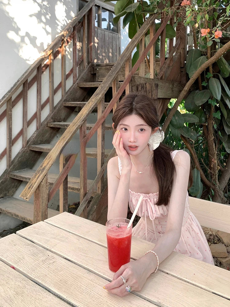 Hnewly Casual Elegant Floral Dress Women Korean Fashion Clothing Outwear Beach Style Strap Dress Even Party Sleeveless Bodycon Summer