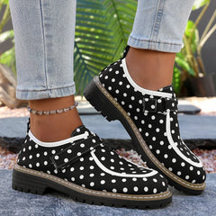 Lunivop  Women's Large Size Fashionable Polka Dot Decorated Low-top Shoes Spring and Autumn New Velcro Design Casual Comfortable Loafers