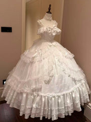 Hnewly  White Lolita Princess Fairy Maxi Dresses Girls Women Exquisite Elegant Sweet Evening Dress New Ladies Wedding Dress