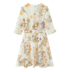 Lunivop  New Women Floral Print Casual Summer Wrap Dress Cross V Neck A-line Short Robe French Style Holiday Dresses