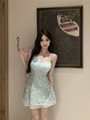 Hnewly  Mini Dresses Women Flowers Lace Patchwork Slim Slash Neck Backless Party Dress Female Sexy Elegant Holiday Casual