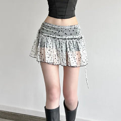 Lunivop  Spicy Girl Star Print Side Straps Pleated Design Versatile A-line Short Skirt Japanese Y2k Anime Print Skirts Gothic