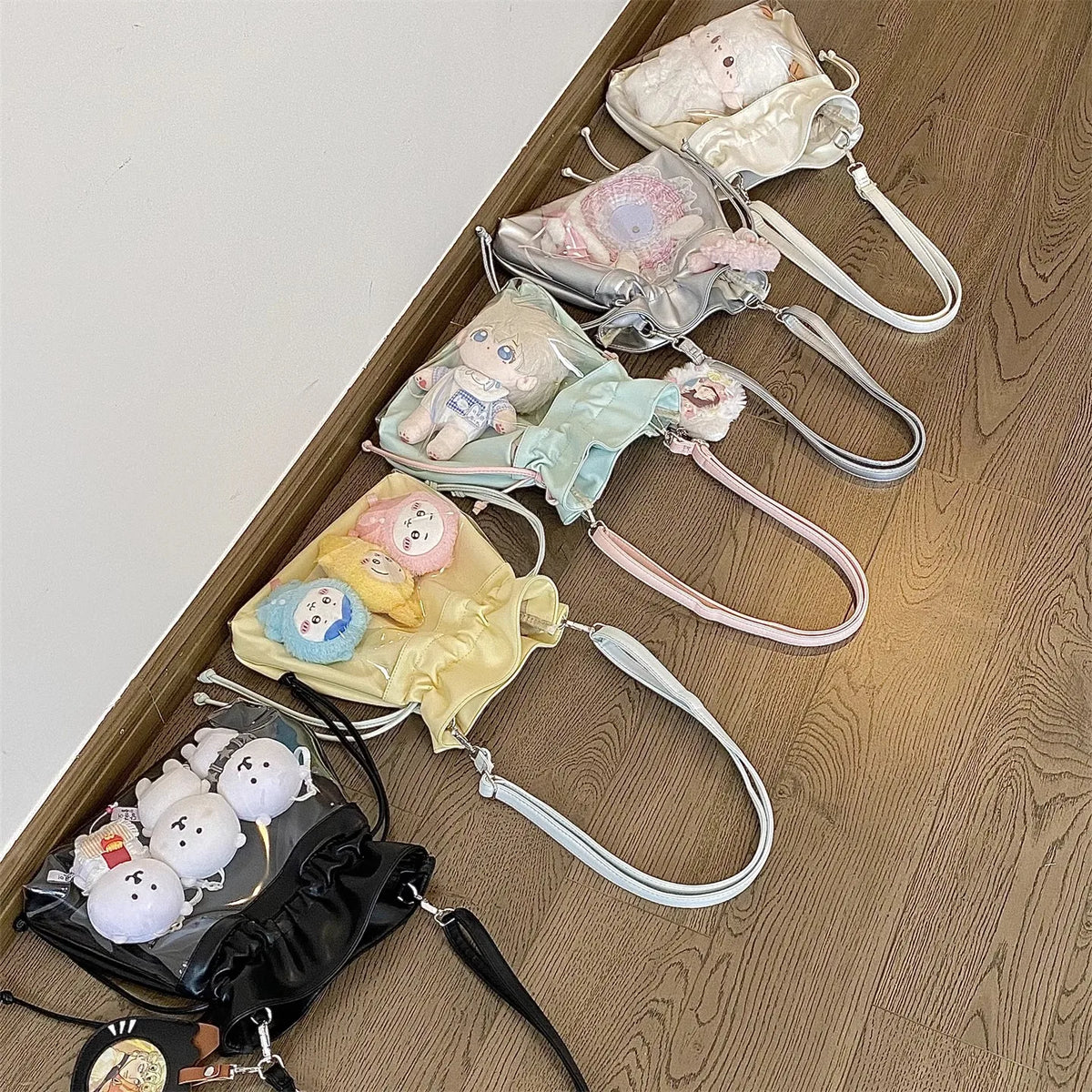 Hnewly  Drawstring Lucky Charm Ita Bag Ladies Fits 10-15cm Doll Crossbody Purse Women Compact Versatile Outing Transparent Shoulder Bag