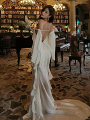 Hnewly  Cutenew Trend Wedding Slash Neck Dress Women 3d Flowers Backless Irregular Ruffled Tassels Dinner Party Elegant Chic Vestidos