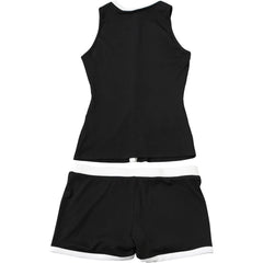 Hnewly  Women's Vest Shorts Set Sleeveless Buttons Crew Neck Vest Top Mini Shorts 2-Piece Set Slim Fit Elegant Casual Summer