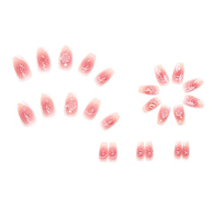 Lunivop  24pcs Fashion False Nails Ballet Press on Nails Pearl 3d Flower Realistic Nail Tips Artificial Finger Nail with Charms Removable