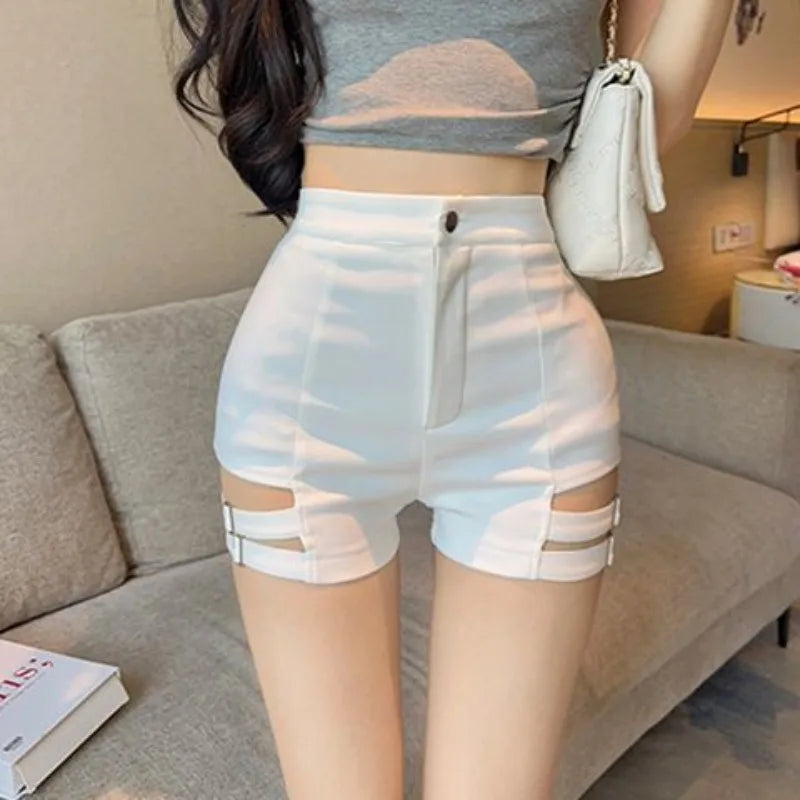 Hnewly  Summer Tight Stretchy Women's High Waist Shorts Fashion Designer Clothing Wholesale 2025 Korean Style Sexy Female Short Pants