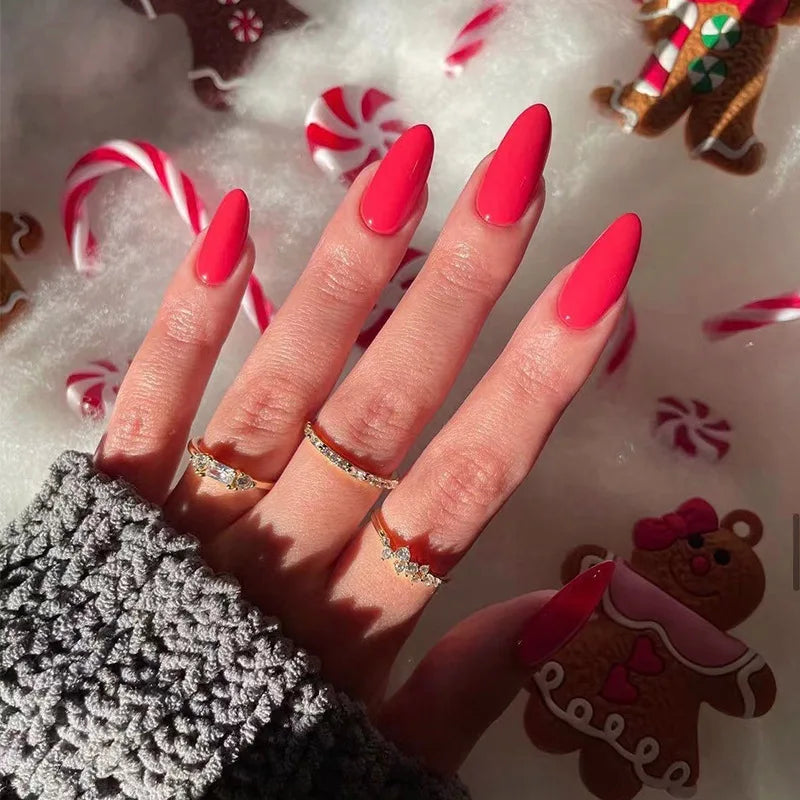 Hnewly Fashion Solid Color Wearable Nail Art Nude Pink Green Purple Long Stiletto Finished False Nails Press on Nails with Glue