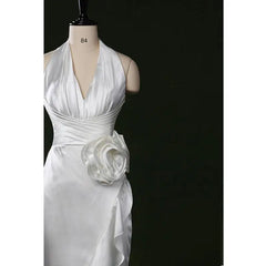 Hnewly  Sexy Neck Hanging V-neck White Dinner Party Annual Party  Birthday Party Host Coming Of Age Ceremony Evening Gown Customized