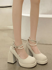 Hnewly French Style Elegant High Heels Sandals Office Lady Pure Color Korean Shoes Casual Non-Slip Round Toe Sandals Summer Chic