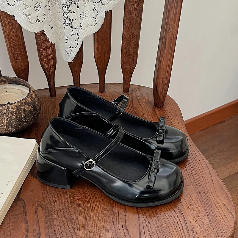Hnewly Mary Jane Shoes Women's Elegant Low Heel Shoes Fashion Casual Buckle Single Shoes Ladies College Style Footwear Single Pumps