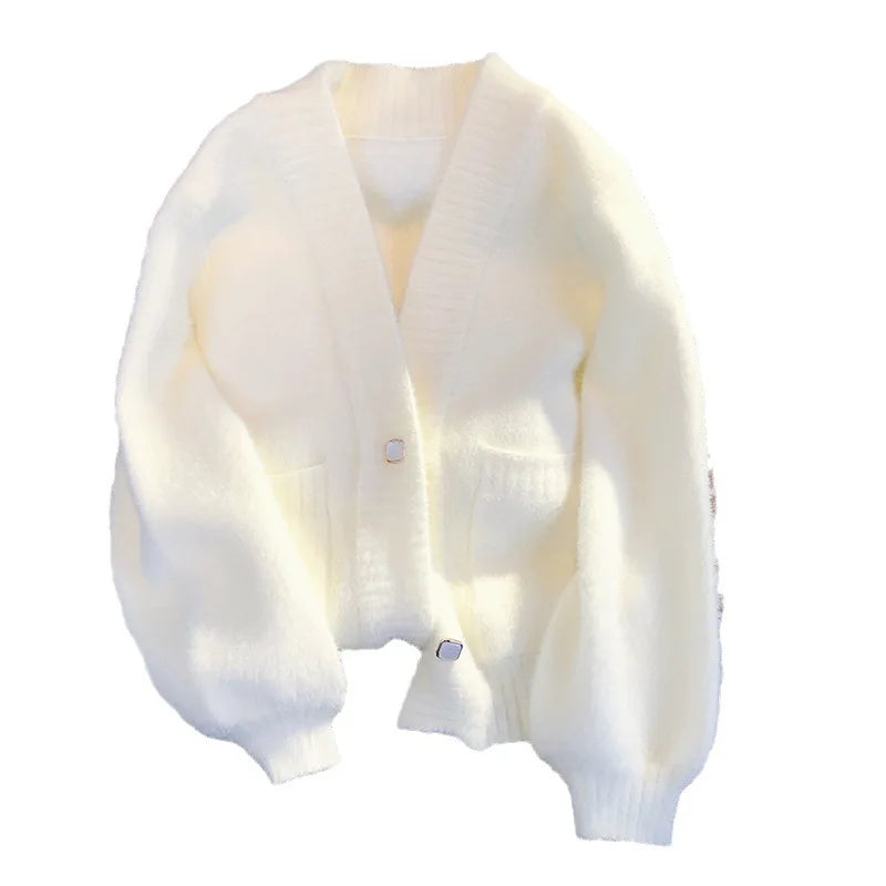 Hnewly  Soft Knitted Sweater Cardigan Coat 2023 New Women Spring Autumn New  Warm Comfortable Long Sleeve V-Neck Fashion Top Coat