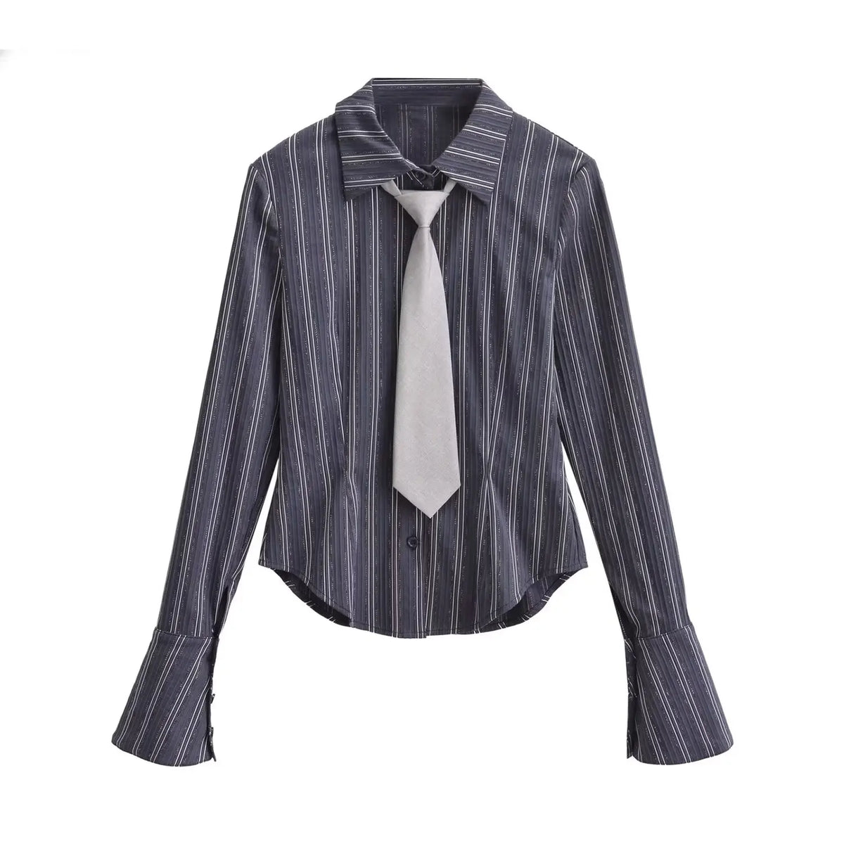 Hnewly  Fall fashion shirts & blouses vintage long sleeve top japanese y2k striped tops for women cute buton up blouse women blue