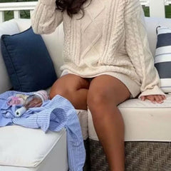 Hnewly  Vintage Women Knitted Pullovers Elegant Casual Oversize Long Sleeve Sweaters Autumn Winter Solid Lady Sweaters Street