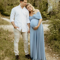 Hnewly  Vintage Maternity Photoshoot Dress Sexy Backless Maxi Gown Retro Lace-Up Elegant Bump Friendly Pregnancy Outfit Baby Shower