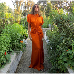 Hnewly  Fashion Satin Pleated Long Party Dress Women Elegant Lace Up Backless Backless Dresses Spring Lady Solid Evening Gowns