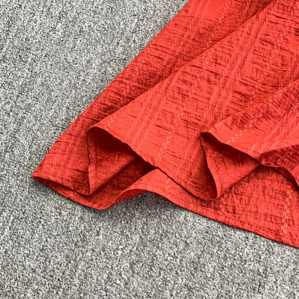 Hnewly  Bohemian Vacation Style Red Dress Design Sense Tassel Irregular Loose Dresses French Style High-end  Sleeveless Long Dress