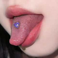 Hnewly  1Pc Trendy Sweet Cool Style Stainless Steel 1.6mm Sparkling Heart Tongue Stud Unique High Quality Body Piercing Gift